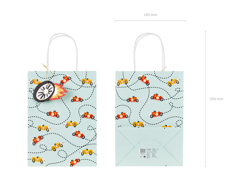 PartyDeco Geschenktasche Autos – 180 × 250 × 105 mm – 1 Stk.