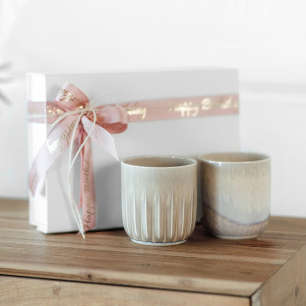 Villeroy & Boch Becher – 0,10 l, Porzellan, beige, Henkel, spülmaschinenfest, mikrowellengeeignet, 2 Stück