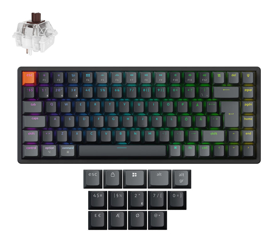 Keychron K2 QMK v3 – Tastatur 75% – Mechanisch (Brown) – Bluetooth & 2,4 GHz (USB-A Empfänger) – QWERTZ (CH)
