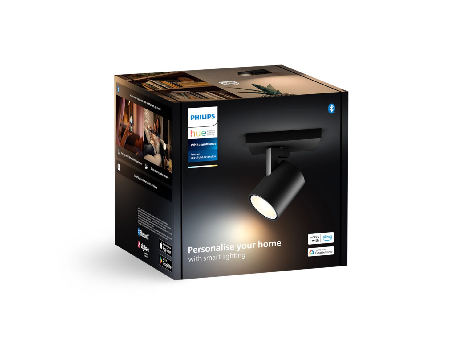 Philips Hue Spot LED White ambiance Runner – Bluetooth, dimmbar – 2’200–6’500 K – 350 lm, 4,2 W – GU10 – schwarz