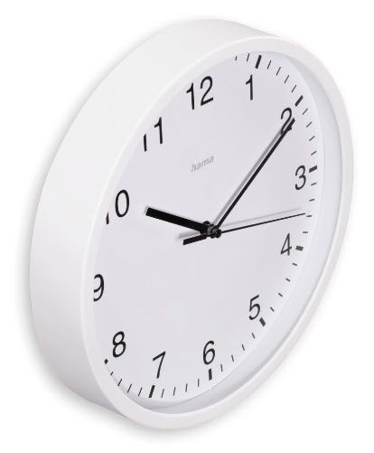 Hama Elba Wanduhr – Analog, lautlos, Ø 25 cm, weiss, Glas