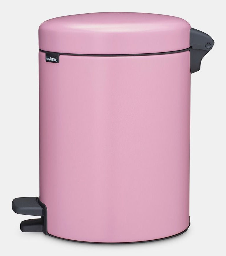 Brabantia NewIcon Treteimer – 5 l – Edelstahl, Rund – Rosa – Soft-Close, Anti-Rutsch