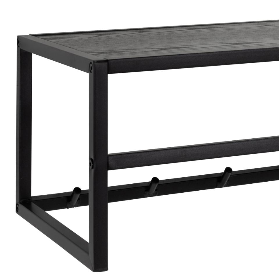 Actona Seaford Wandgarderobe 7 Haken – Stahl/MDF – Schwarz – 770 × 220 × 280 mm