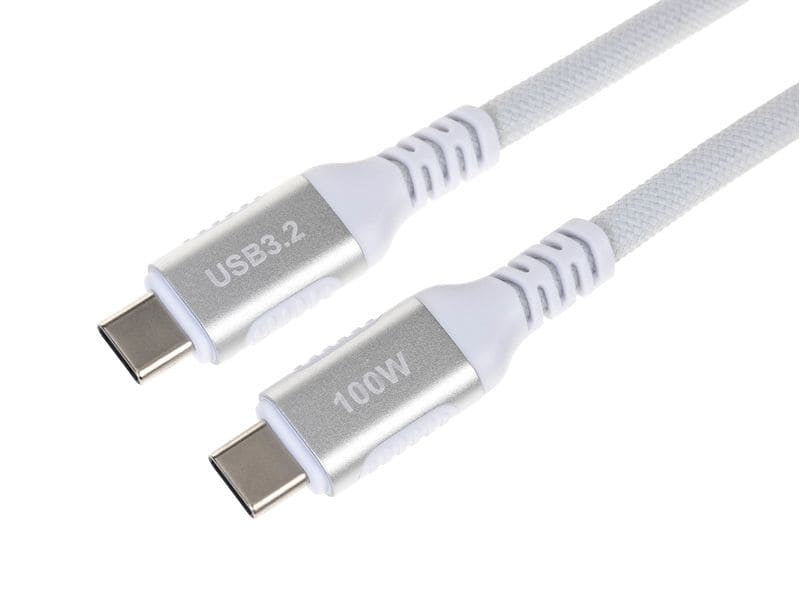 ONIT USB-C auf USB-C Kabel – USB 3.2 Gen 2 (10 Gbit/s) – 1 m – PD 100 W – Textilmantel – Weiss