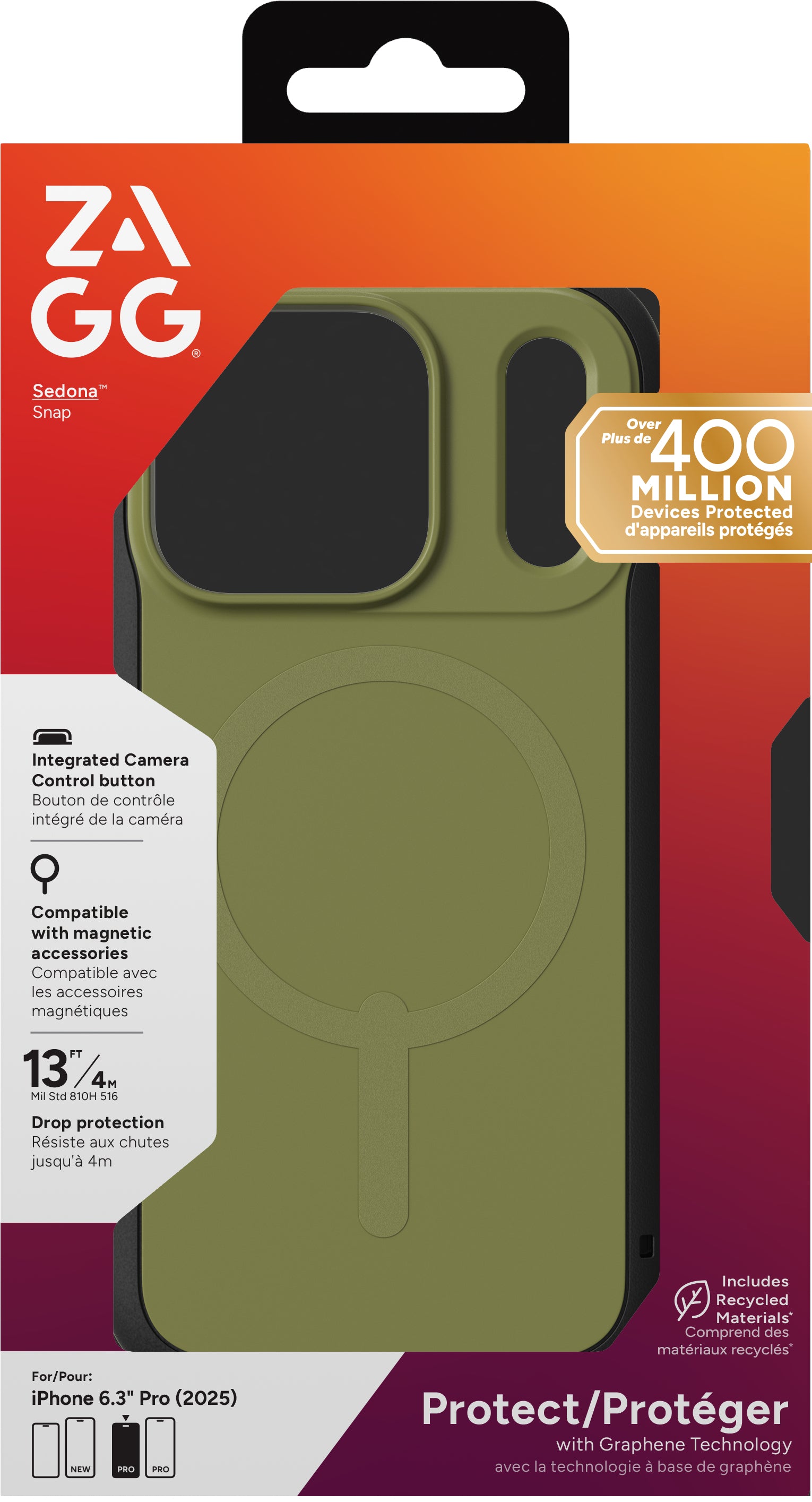 ZAGG Sedona Snap Backcover – für Apple iPhone 17 Pro, MagSafe, Graphen, Basin Sea Kelp, bis 4 m Sturzsicher