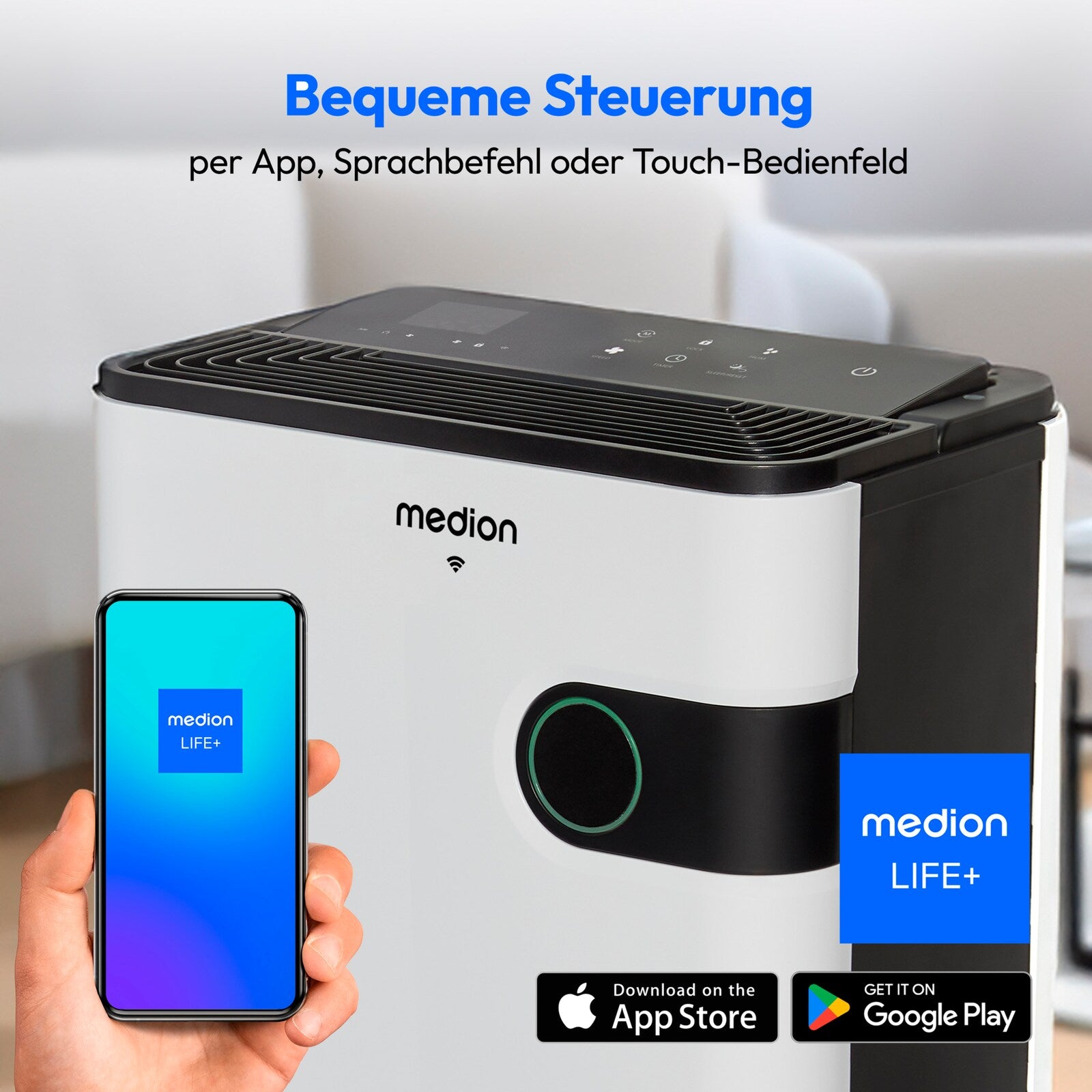 Medion DH30S Luftentfeuchter – 24 l/24 h, bis 40 m², Tank 5 l, App-Steuerung, schwarz