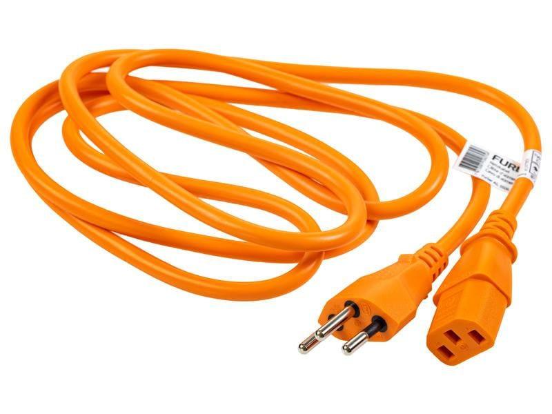 Furber. Netzkabel – T12–IEC C13, 1,8 m, 230 V/10 A, 3×0,75 mm², orange