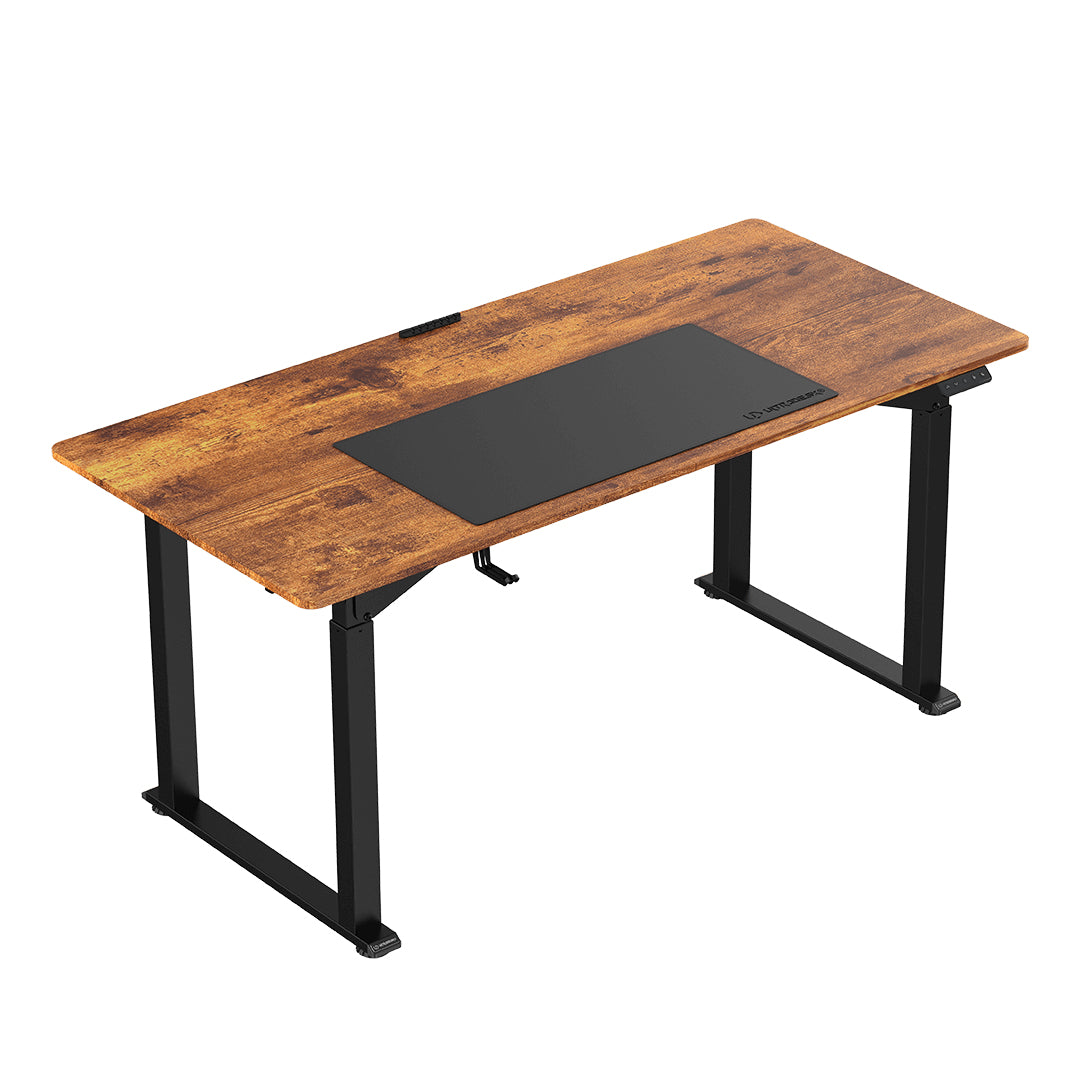 Ultradesk Uplift Gaming-Tisch – 160 × 75 cm, höhenverstellbar, schwarz/braun, Stahl