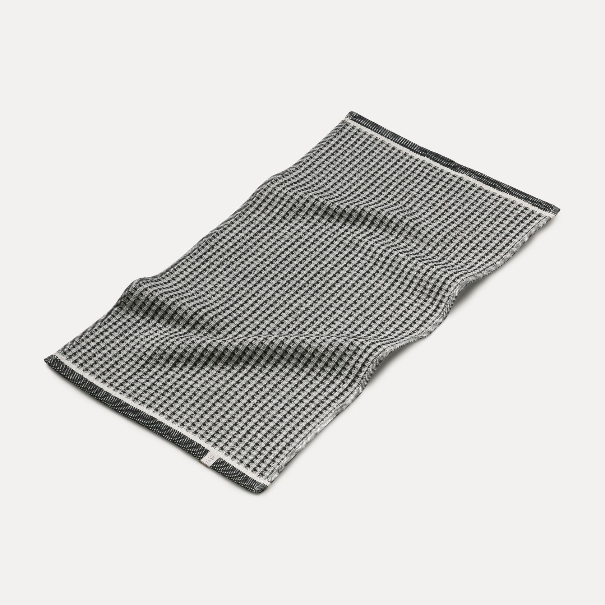 MÖVE Duschtuch New Heritage Waffel – 75 × 160 cm, Schwarz/Natur, Baumwolle, 260 g/m², OEKO-TEX
