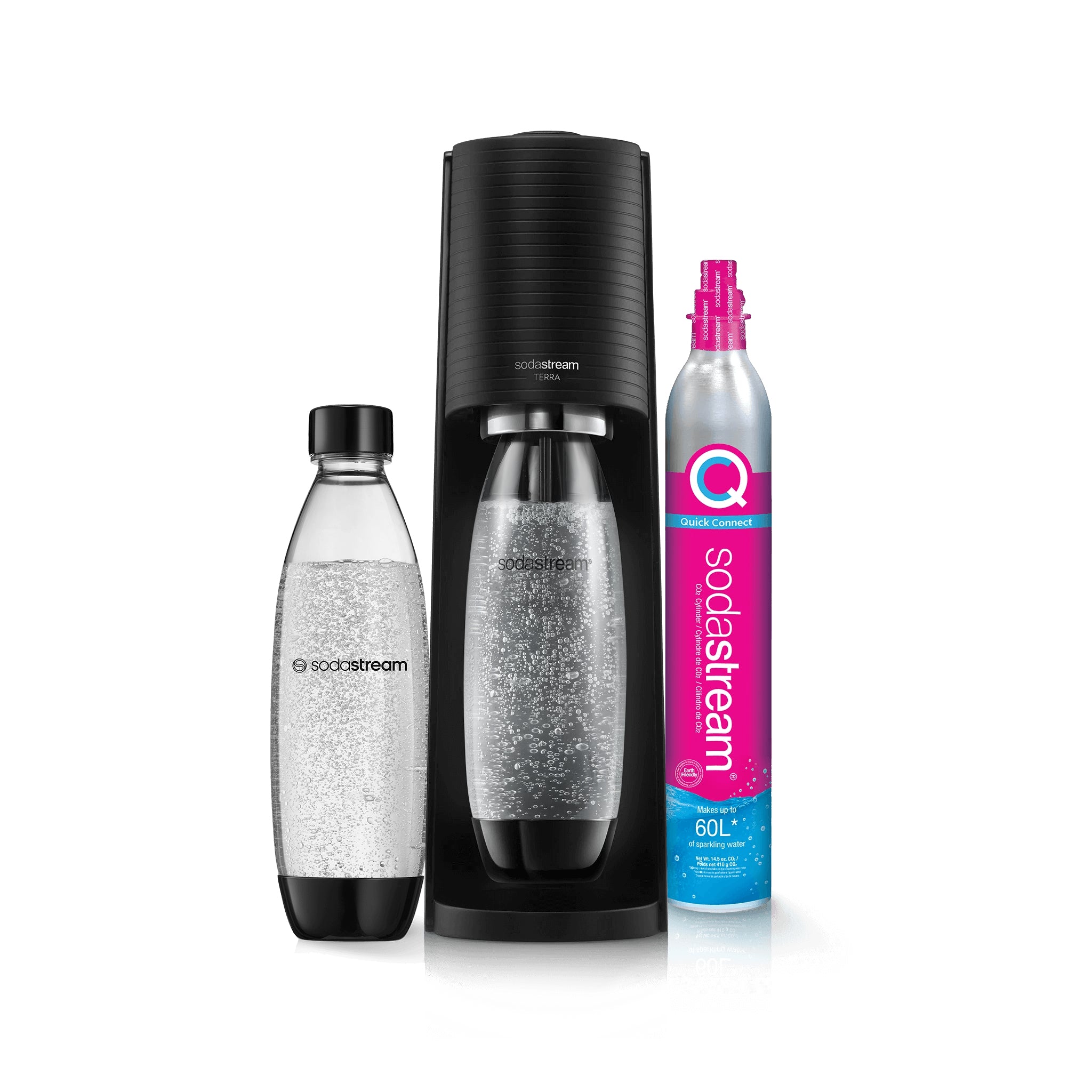 SodaStream Wassersprudler – inkl. 1 Flasche (Kunststoff), inkl. CO₂-Zylinder (60 l), Schwarz