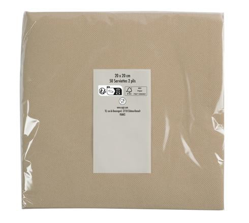 PRONAPPE Cocktail-Servietten – Beige – 20 × 20 cm, 2-lagig – 50 Stück