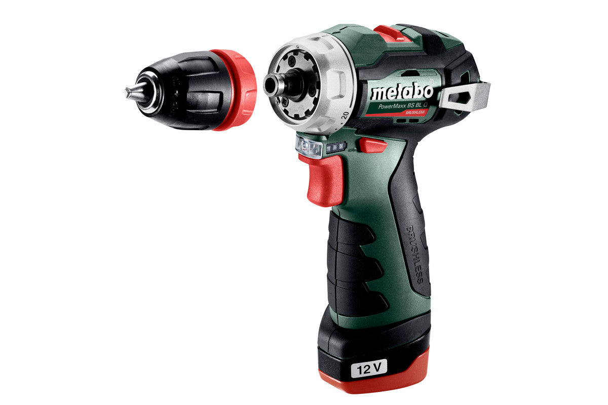 Metabo Akku-Bohrschrauber PowerMaxx BS Basic BLQ – 12 V (Metabo 12V-System) – Schnellspannbohrfutter – mit Akku