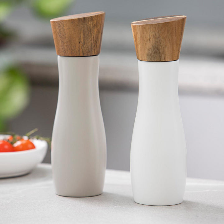 Ladelle Salz- und Pfeffermühle Ø 6 × 19,5 cm, Porzellan/Metall, Grau, 2-teilig