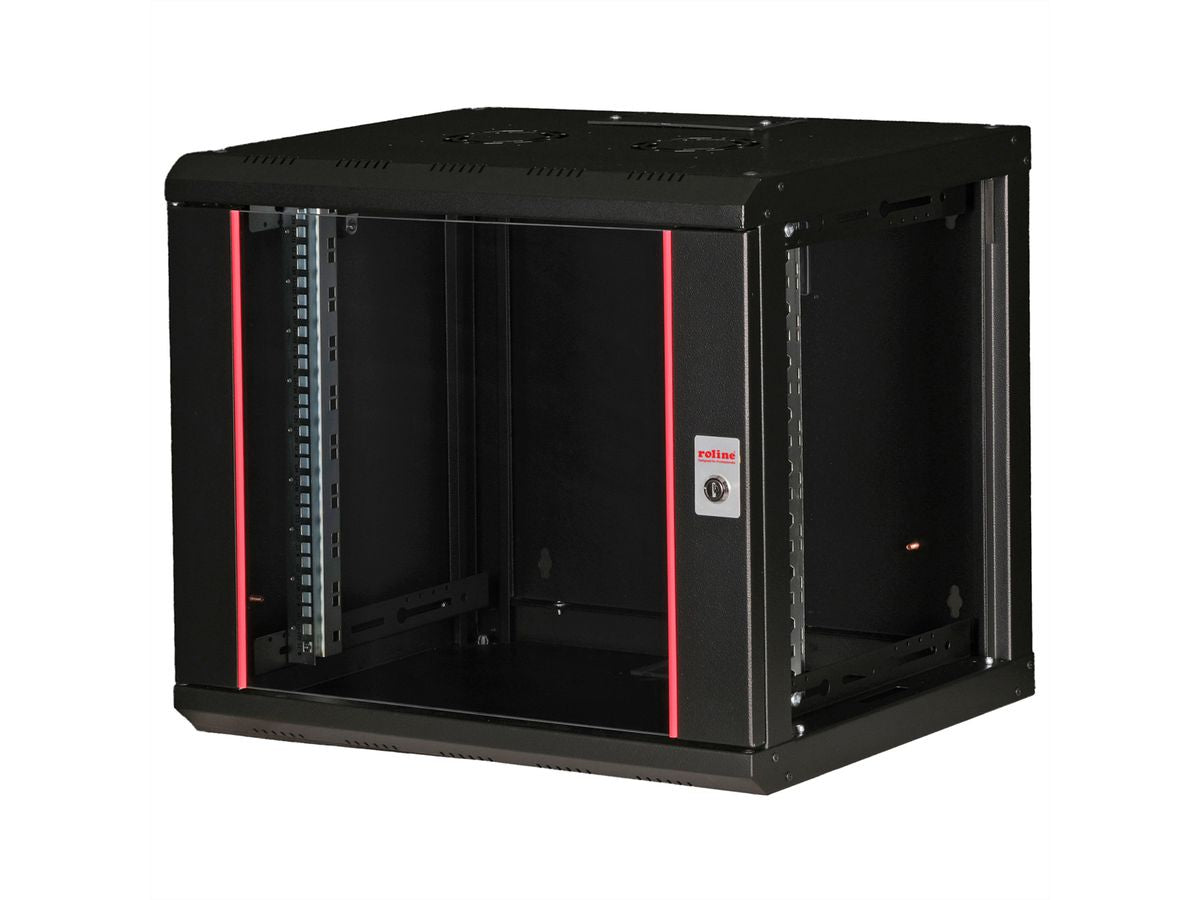 ROLINE Pro – 19" Wandverteiler 9U, IP20, abschliessbar, 600 × 450 × 505 mm, schwarz, Stahl