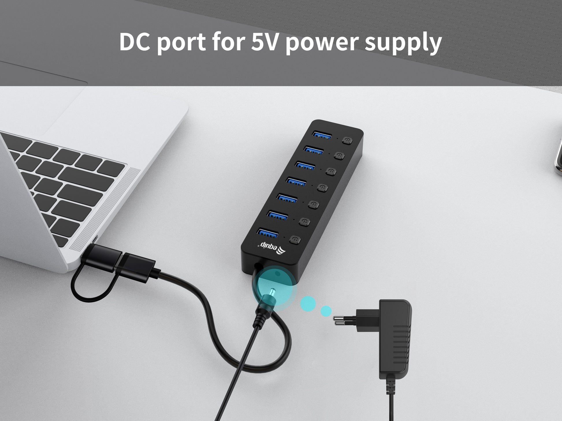 Equip USB-Hub – USB 3.2 Gen 1, 7× USB-A, für Windows/Mac