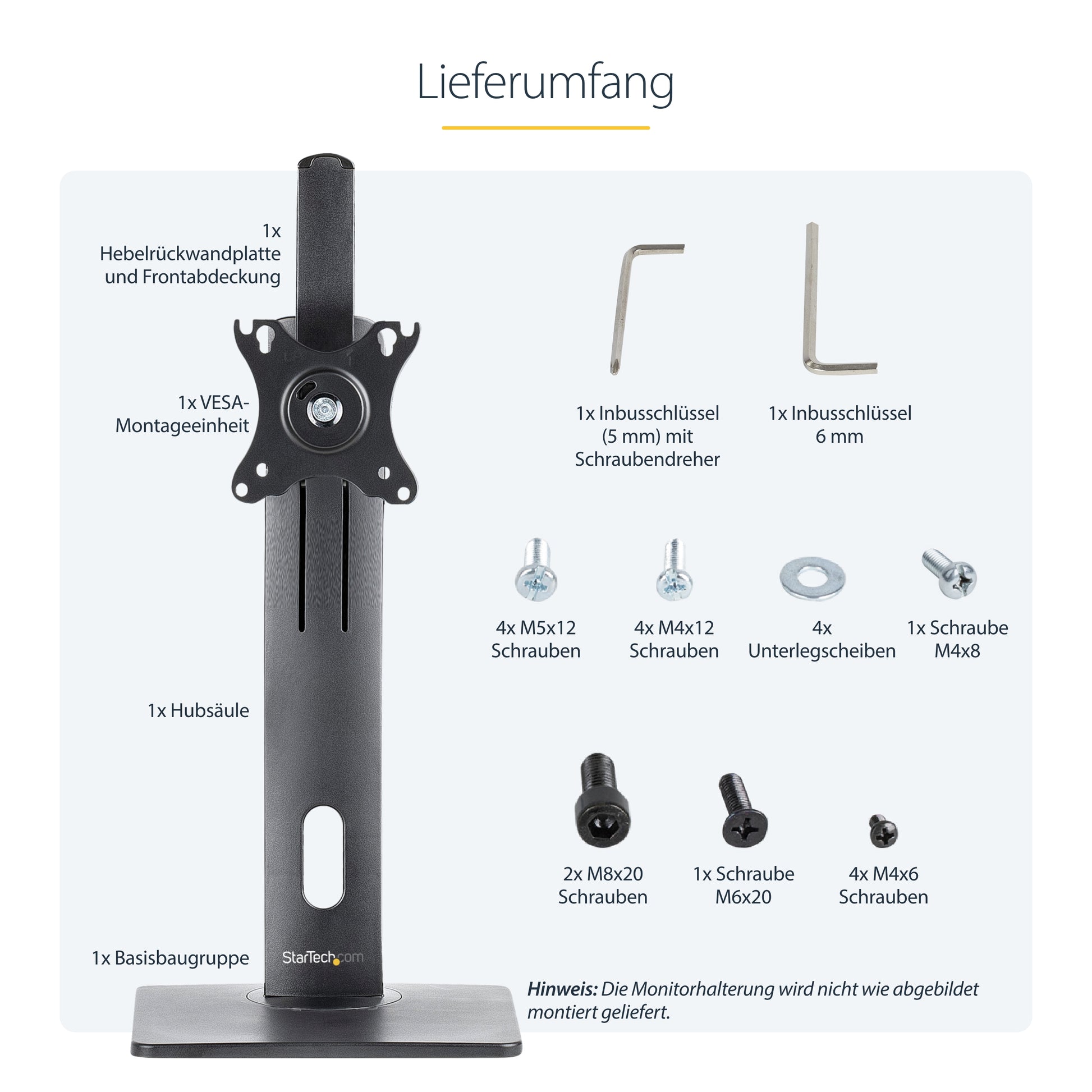 StarTech.com Monitorhalterung, 1 Monitor, Standfuss