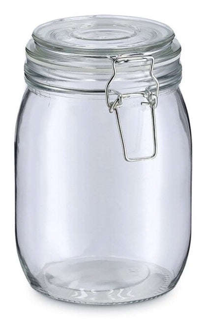 Zeller Present Vorratsglas 1 l, Ø 11 × 17 cm, Glas/Edelstahl/Silikon, mit Bügelverschluss, transparent