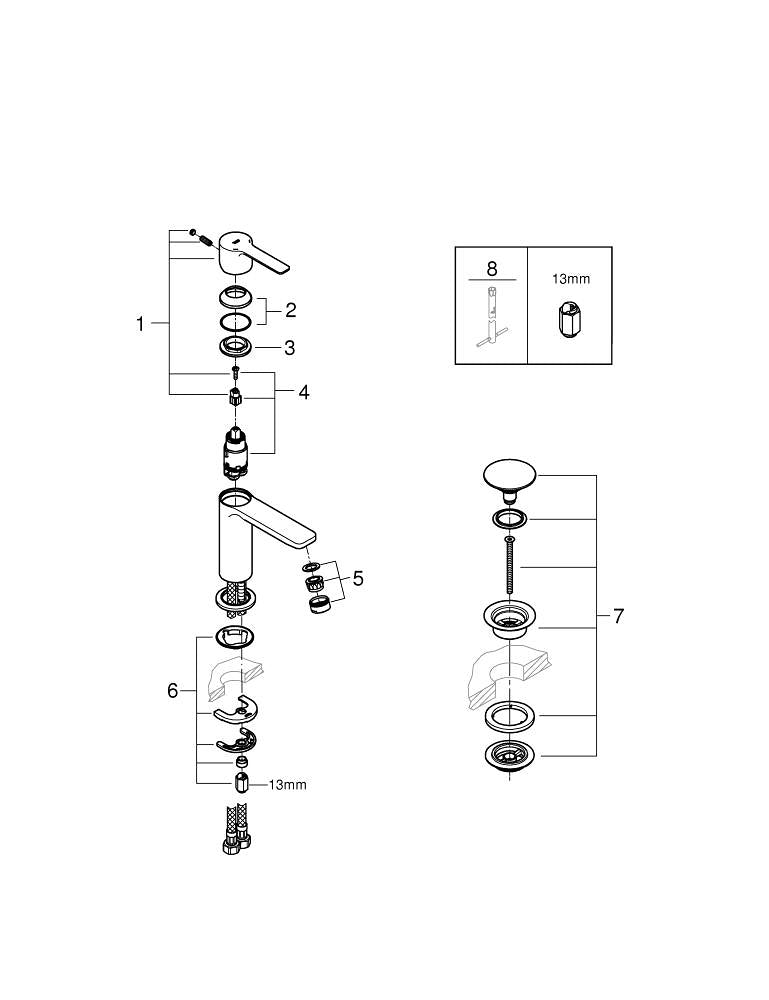 GROHE Lineare Badebatterie – Einhebelmischer, Messing, Schwarz