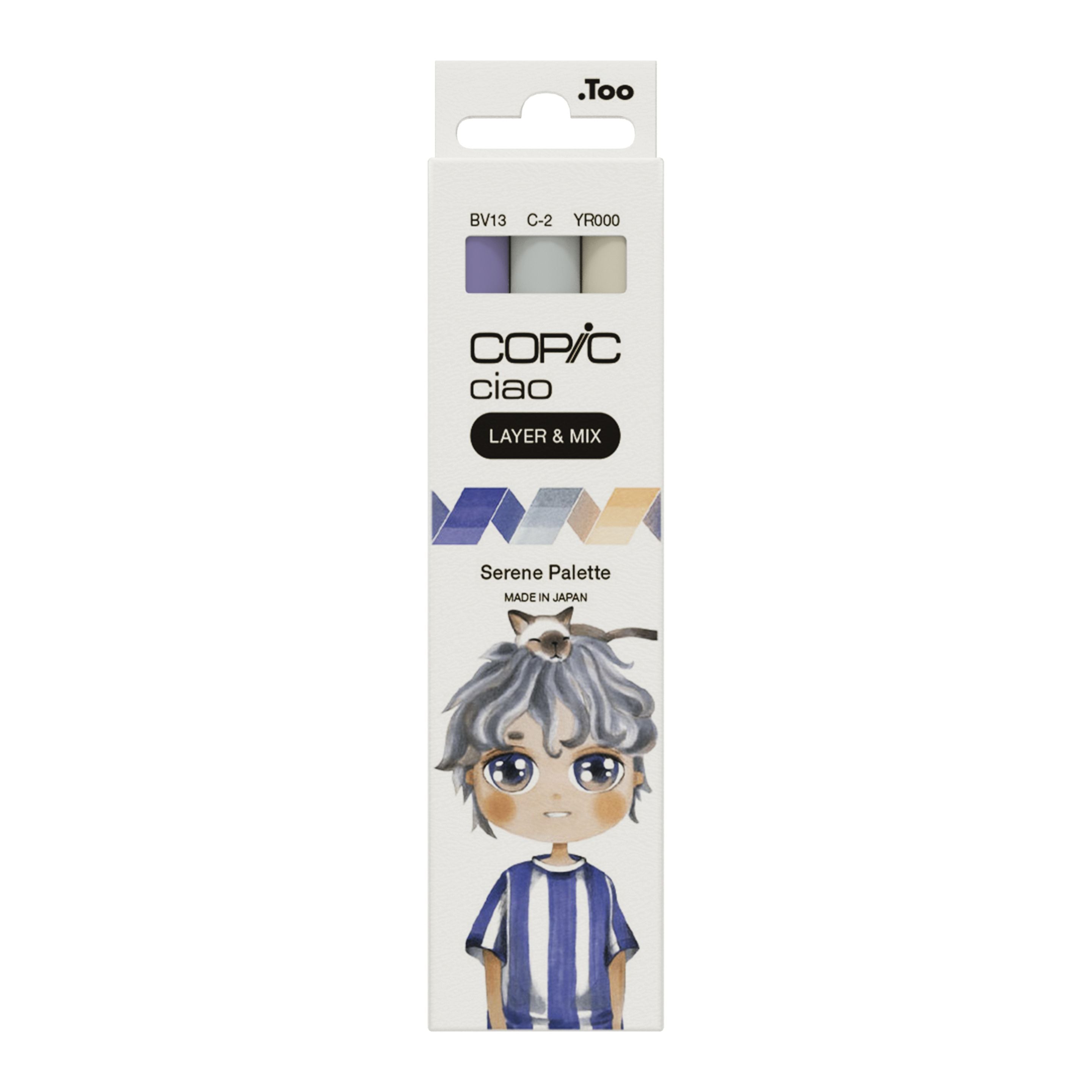 Copic Ciao Brush Pens – Doppelspitze, Serene Palette, Pinsel- und Keilspitze, alkoholbasiert, 3 Farben