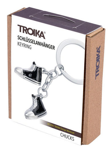 TROIKA Schlüsselanhänger Chucks Schuhe – Metall, Schwarz/Silber, 87 × 35 × 9 mm, 6er-Set
