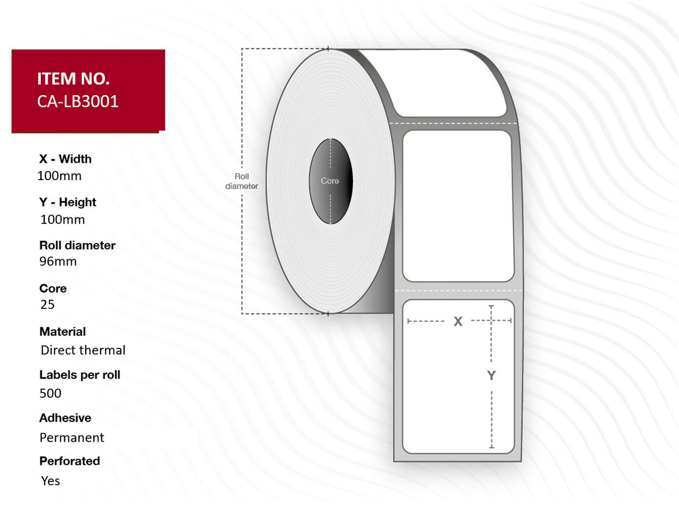 Capture Drucketiketten, 100 mm × 100 mm, permanent klebend, 500 Etiketten/Rolle, 20 Rollen/Packung