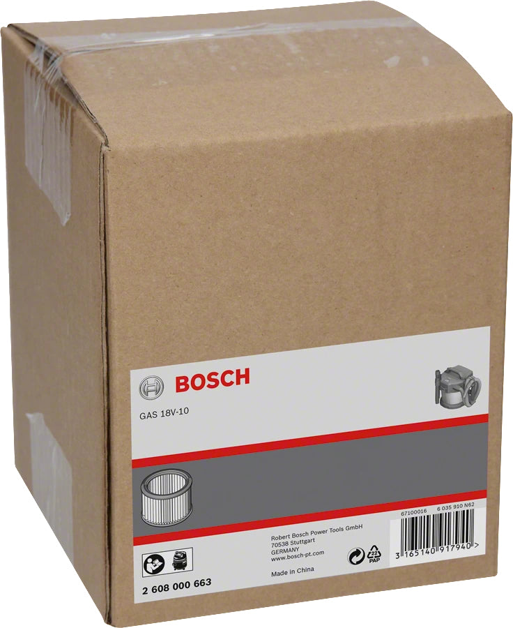 Bosch Filter Flachfaltenfilter – 125 mm × 155 mm, 1 Stück, für Bosch GAS 18V-10 L Professional
