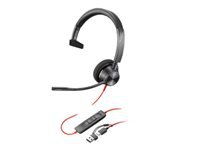 Poly Blackwire 3310 Office-Headset – Mono, Kabel (USB-C), MS Teams zertifiziert, Schwarz