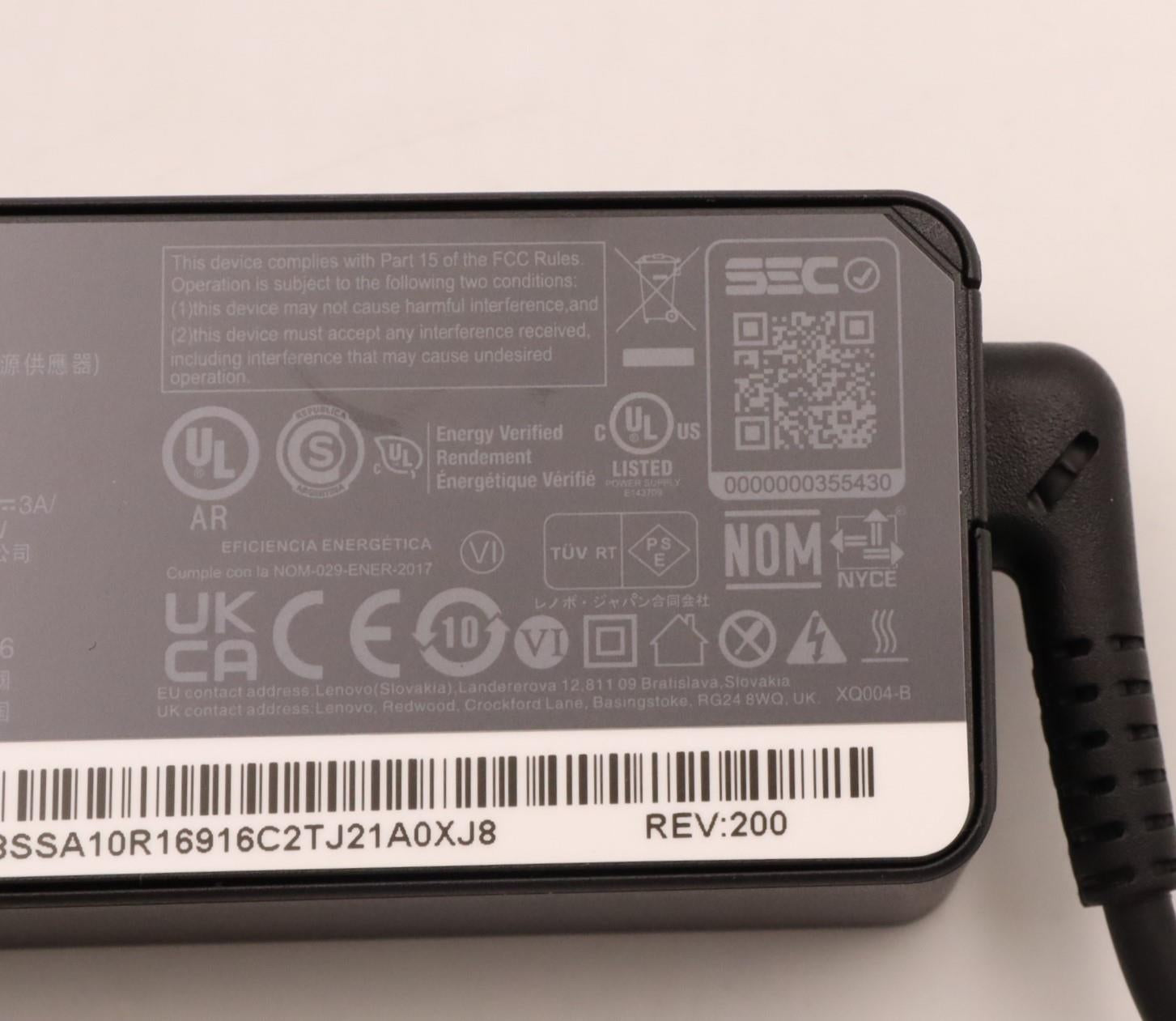 Lenovo 5A10W86249 USB-Ladegerät 45 W – USB-C×1, PD 3.0 – Schwarz – für Lenovo-Laptops