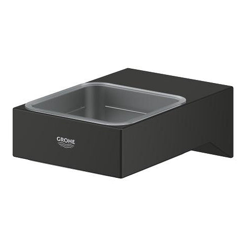 GROHE Seifenhalter Selection Cube – Metall, Wandmontiert, zum Schrauben, 10,8×4 cm, Schwarz