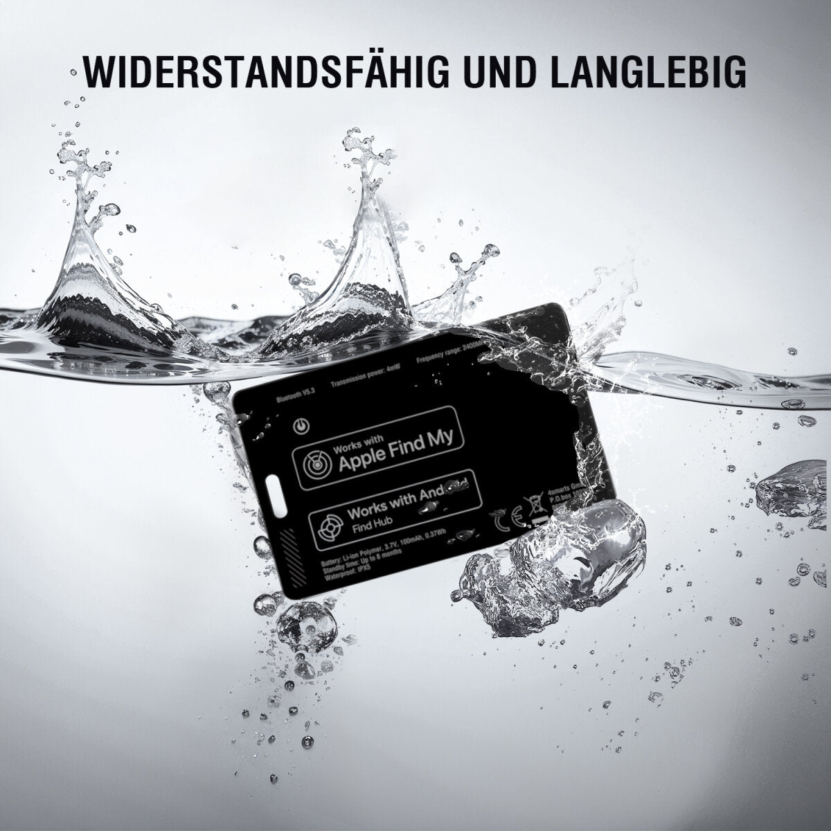 4smarts Kartenspot SkyTag Card Duos ReCharge – für Apple Find My-App, 85,6 × 54 × 2 mm, schwarz, ABS/PC, 10 g