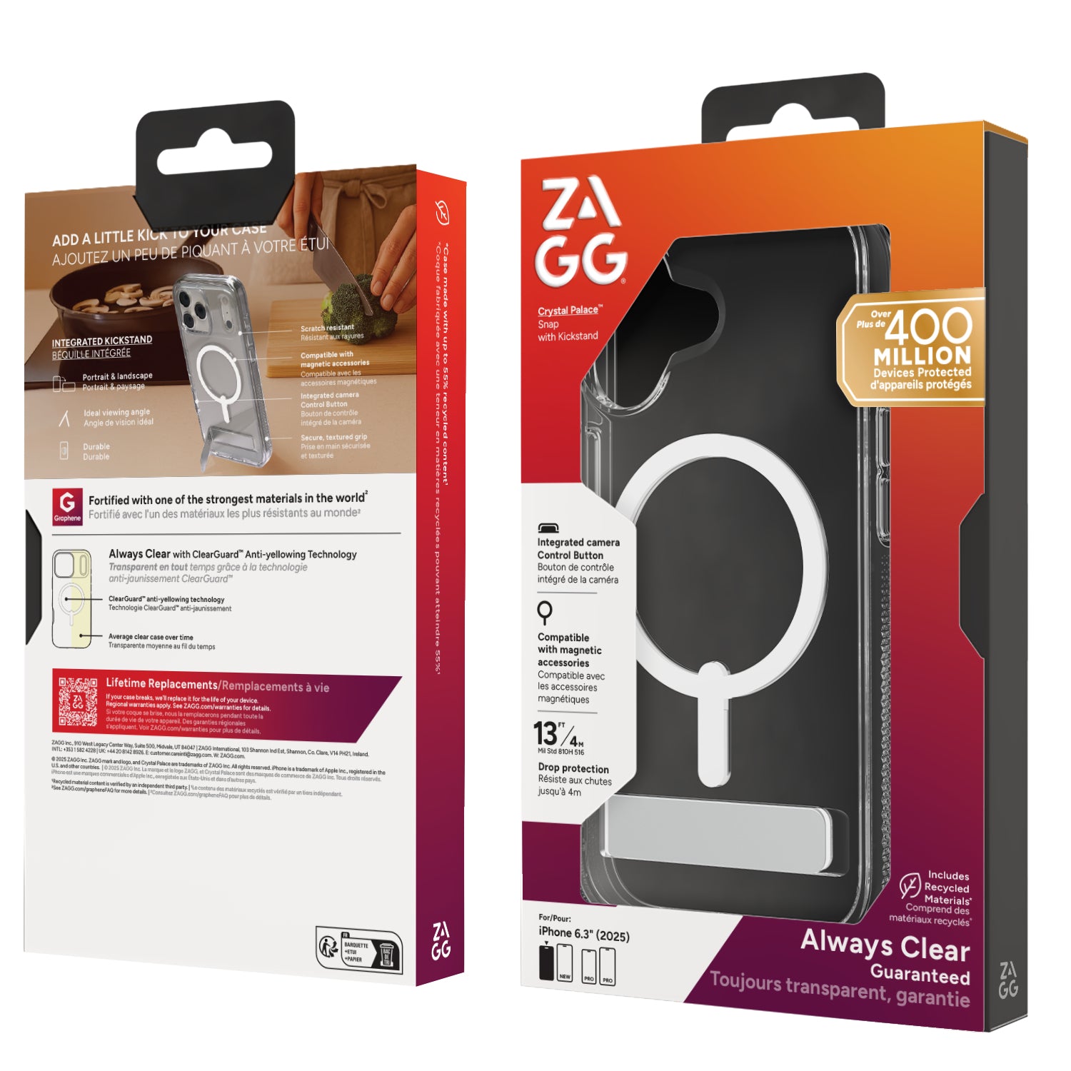 ZAGG Crystal Palace Snap – Backcover – für Apple iPhone 17, Graphen, Transparent, bis 4 m Sturzsicher