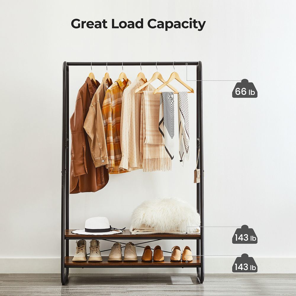 Vasagle Garderobenständer – 6 Haken, Stahl/Spanplatte, Schwarz/Braun, 100 × 45 × 160 cm