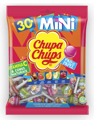 Chupa Chups Mini Lutschbonbons Cola, Früchte, glutenfrei – 30 Stück