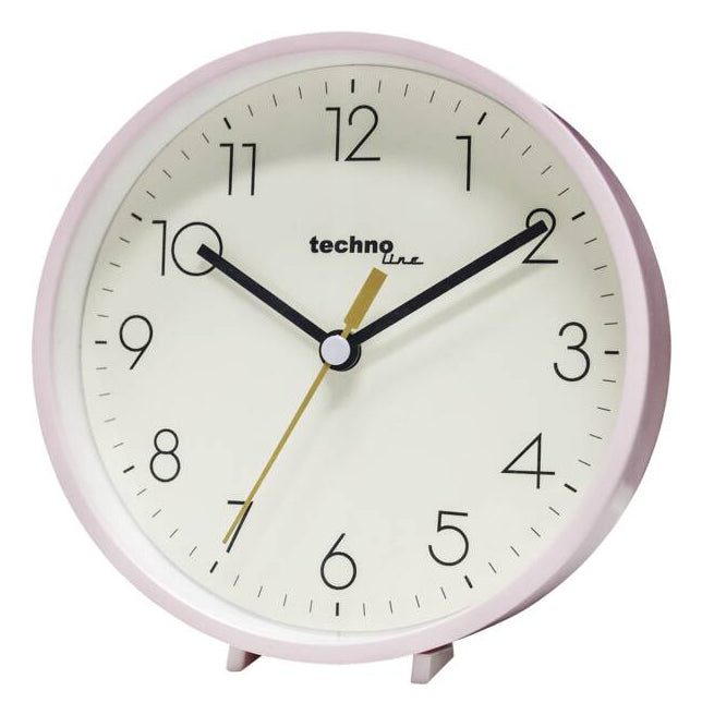 Technoline Modell H Wecker – Analog, Schlummerfunktion, lautlos, Ø 15,6 cm, Rosa