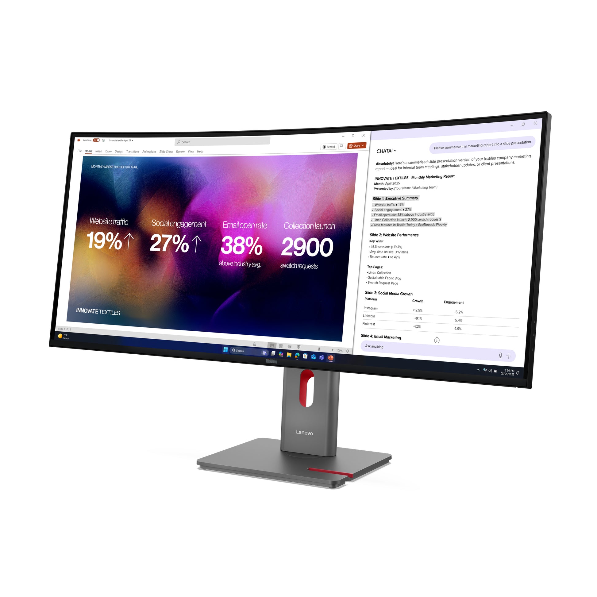 Lenovo ThinkVision P40Wd-40 – 39,7" Curved, 5120 × 2160, IPS, 120 Hz, Thunderbolt 4, LAN, HDR10
