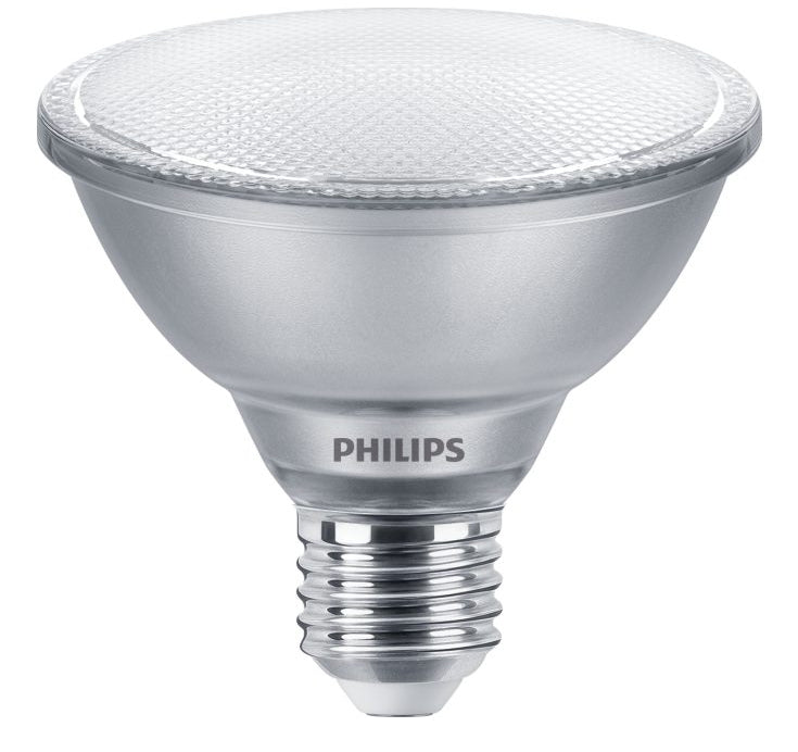 Philips LED-Leuchtmittel E27 PAR30S – 760 lm, 9,5 W, Warmweiss 3000 K, 25°, dimmbar – 1 Stk. – Silber