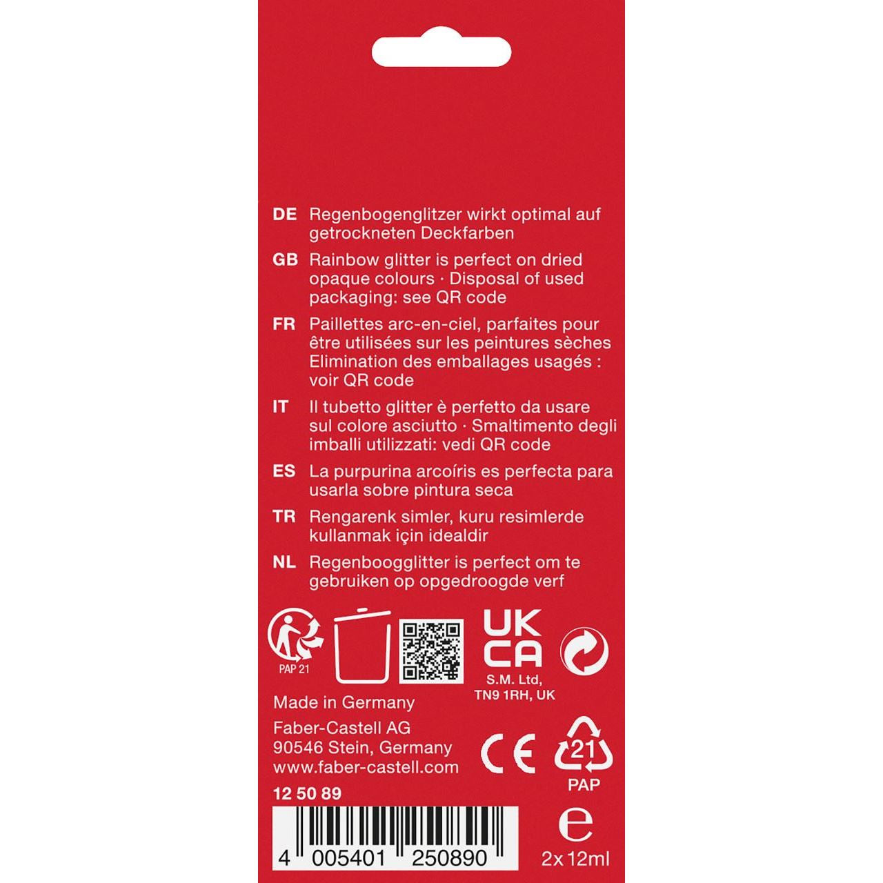 Faber-Castell Glitzerposterfarbe – Mehrfarbig, Glitter – 2 Tuben – 2×12 ml (24 ml)