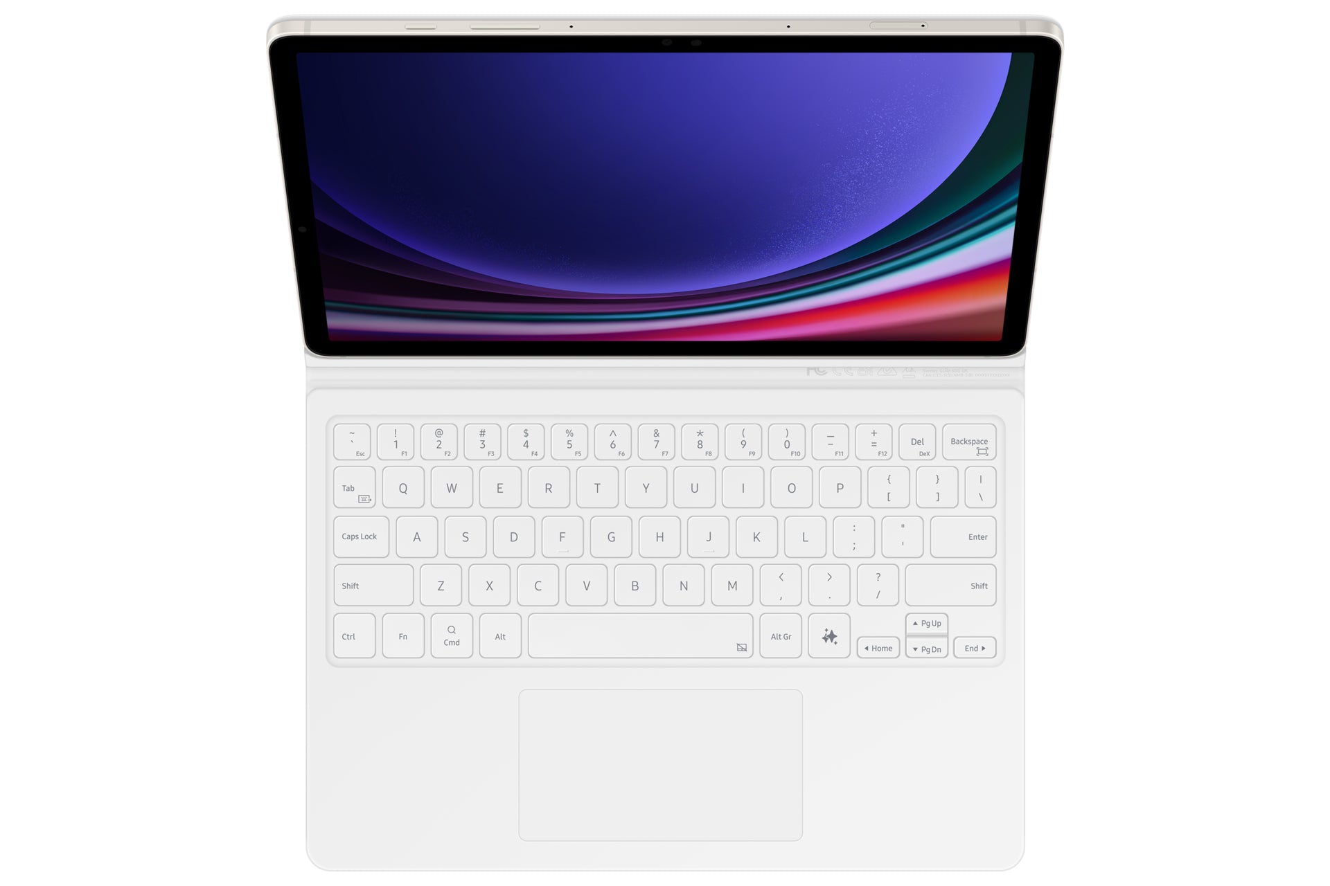 Samsung Book Cover Keyboard EF-DX725 – Galaxy Tab S9, S9 FE, QWERTZ, Touchpad, Weiss