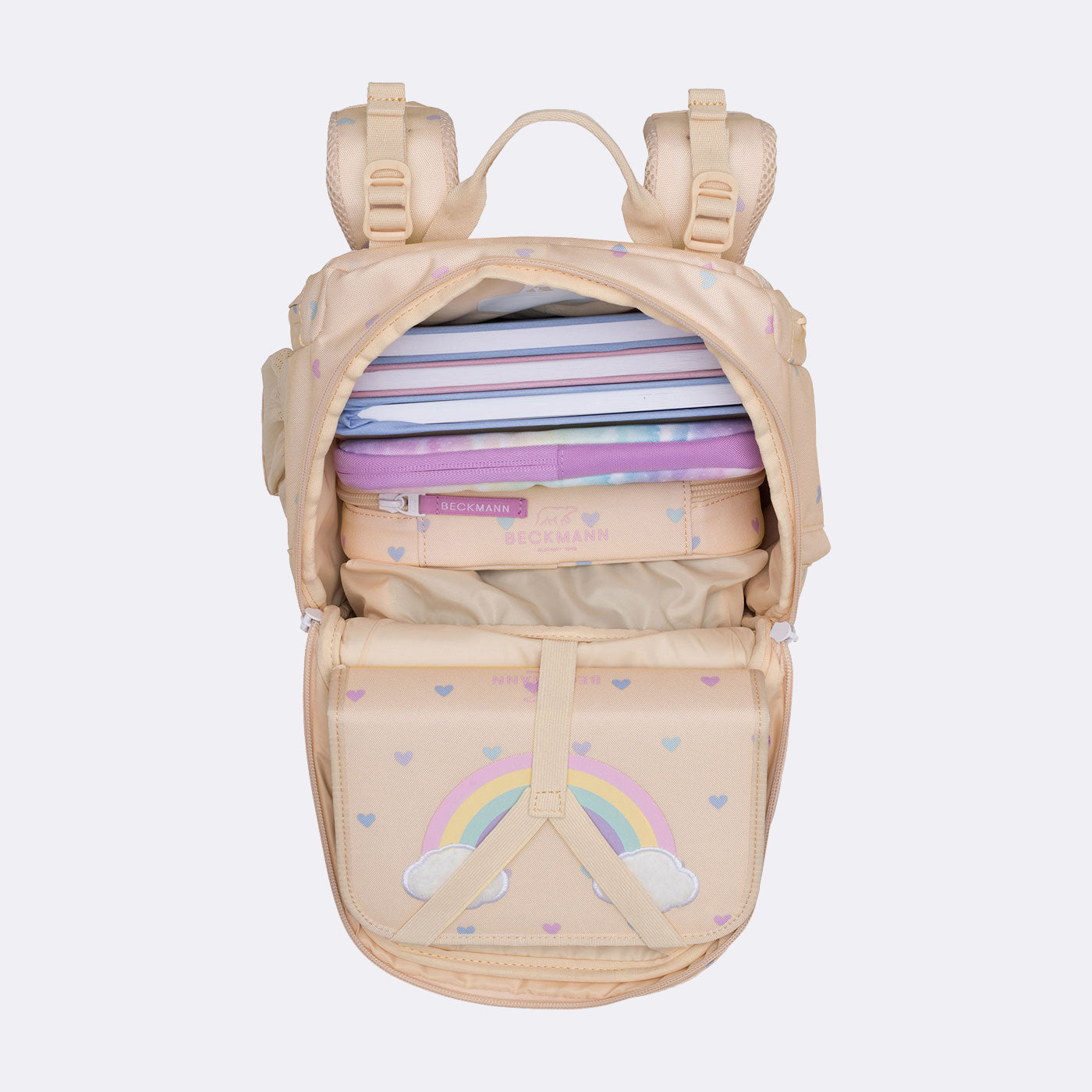 Beckmann Schulrucksack Active Air FLX – 6-teilig, Yellow Heart – 26,0×39,0×22,0 cm – recycelter Bestandteil