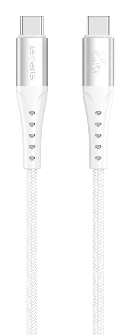 4smarts USB-C auf USB-C Kabel – USB 2.0 (480 Mbit/s) – 1,5 m – PD 60 W – Weiss – für Nintendo Switch und mehr