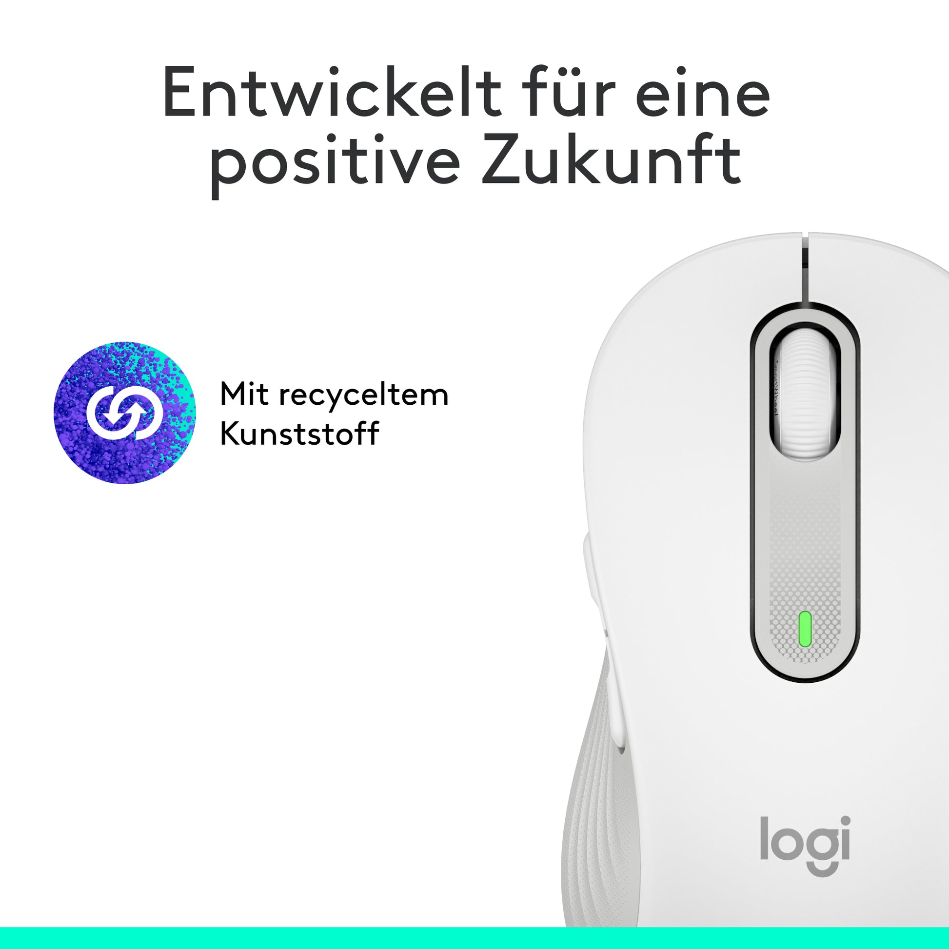 Logitech M650 Maus – kabellos, für Rechtshänder, Handflächengrösse M, weiss