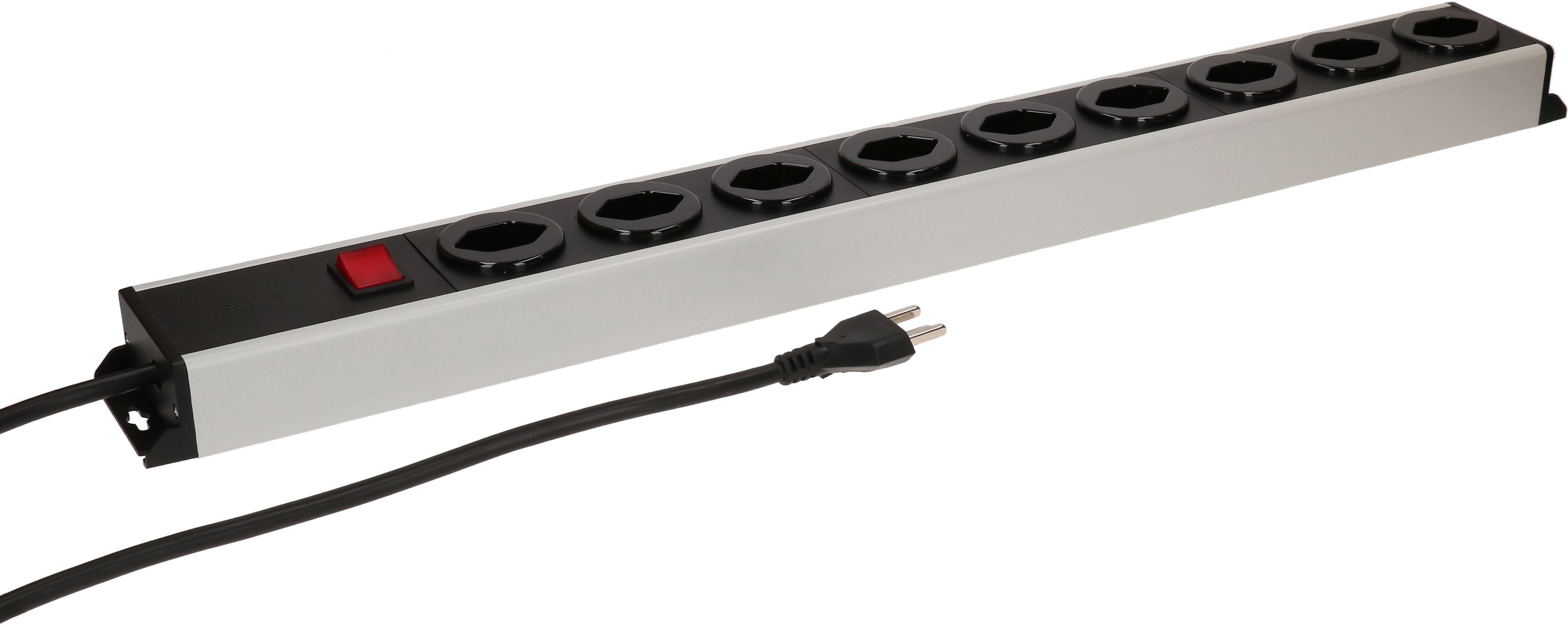 Max Hauri AG Max Hauri POWER-LINE Steckdosenleiste – 9×T23, mit Schalter, 1,5 m, Kabelquerschnitt 1,5 mm² – Grau/Schwarz