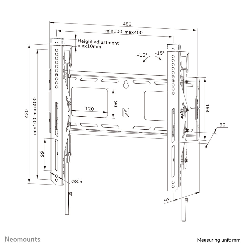 Neomounts Wandhalterung – neigbar – 32–75" – VESA 100×100–400×400 – bis 100 kg – WL35-750BL14