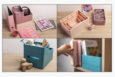 Exacompta Skandi Aufbewahrungsbox A4+ – klappbar, stapelbar, 375 × 40 × 275 mm, altrosa, Kunststoff (recycelt)