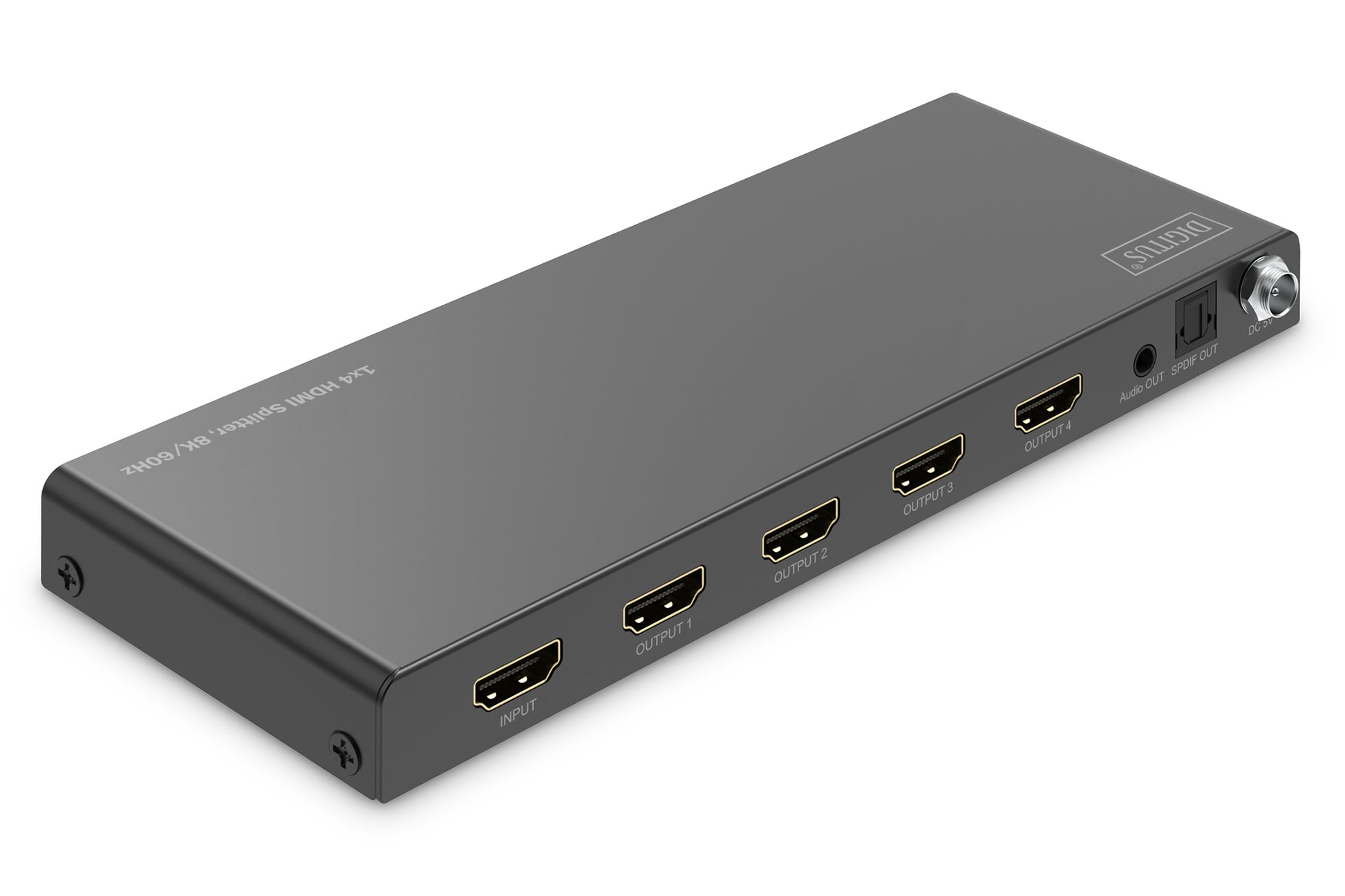 Digitus HDMI-Splitter 1×4 – 8K UHD, 60 Hz, HDMI 2.1 – Schwarz, Metall