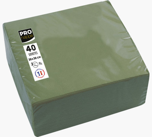 PRONAPPE Servietten oliv – 38 × 38 cm, 2-lagig – 40 Stück