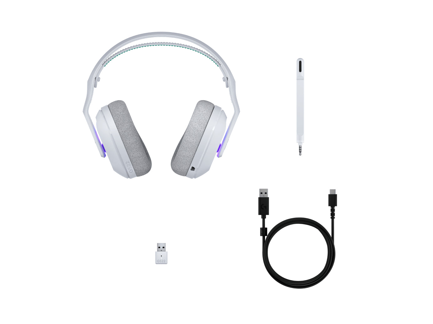 Logitech G G522 LIGHTSPEED Gaming-Headset – Over-Ear, Kabel + BT, mit USB-A-Dongle, Weiss, BT 5.3