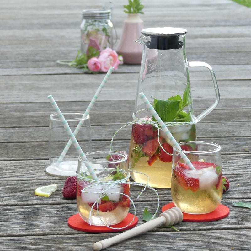 Kela Karaffe – 1,5 l, Ø 12 cm, Borosilikatglas, Transparent, mit Deckel, spülmaschinenfest