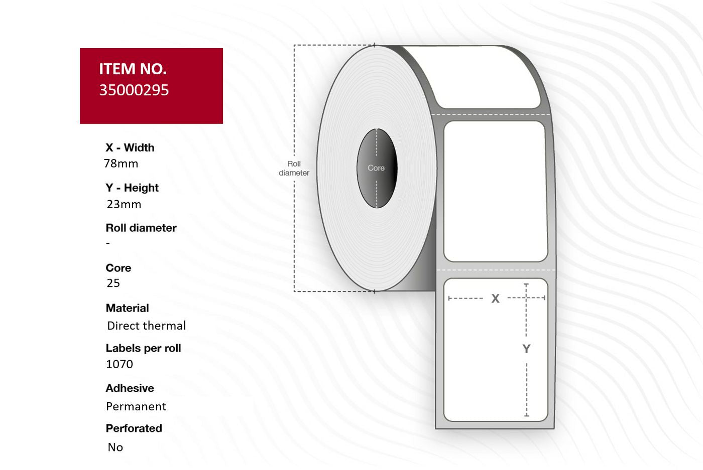 Capture Druckeretiketten, 78 mm × 23 mm, weiss, permanent, für TSP400, 24 Rollen