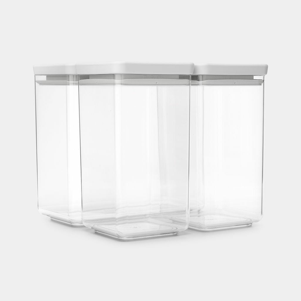 Brabantia Vorratsdose Tasty+ – 3,5 l + 2 × 1,6 l – eckig – transparent – 3 Stück